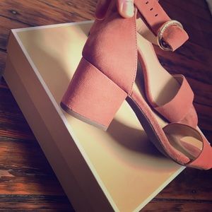 Michael Kors Block Heel Suede Sandals (dusty rose)